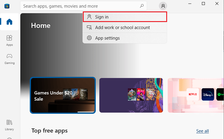 click on Sign in. Fix Microsoft Error 0x80070032 in Windows 10