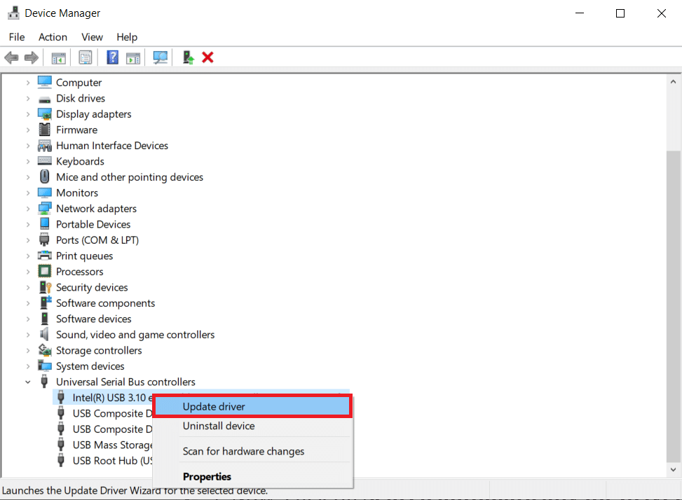right click on any USB driver and click on Update driver