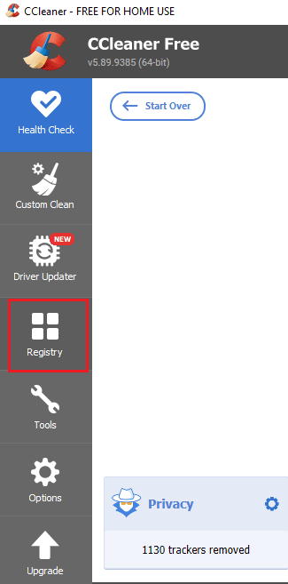 click on Registry