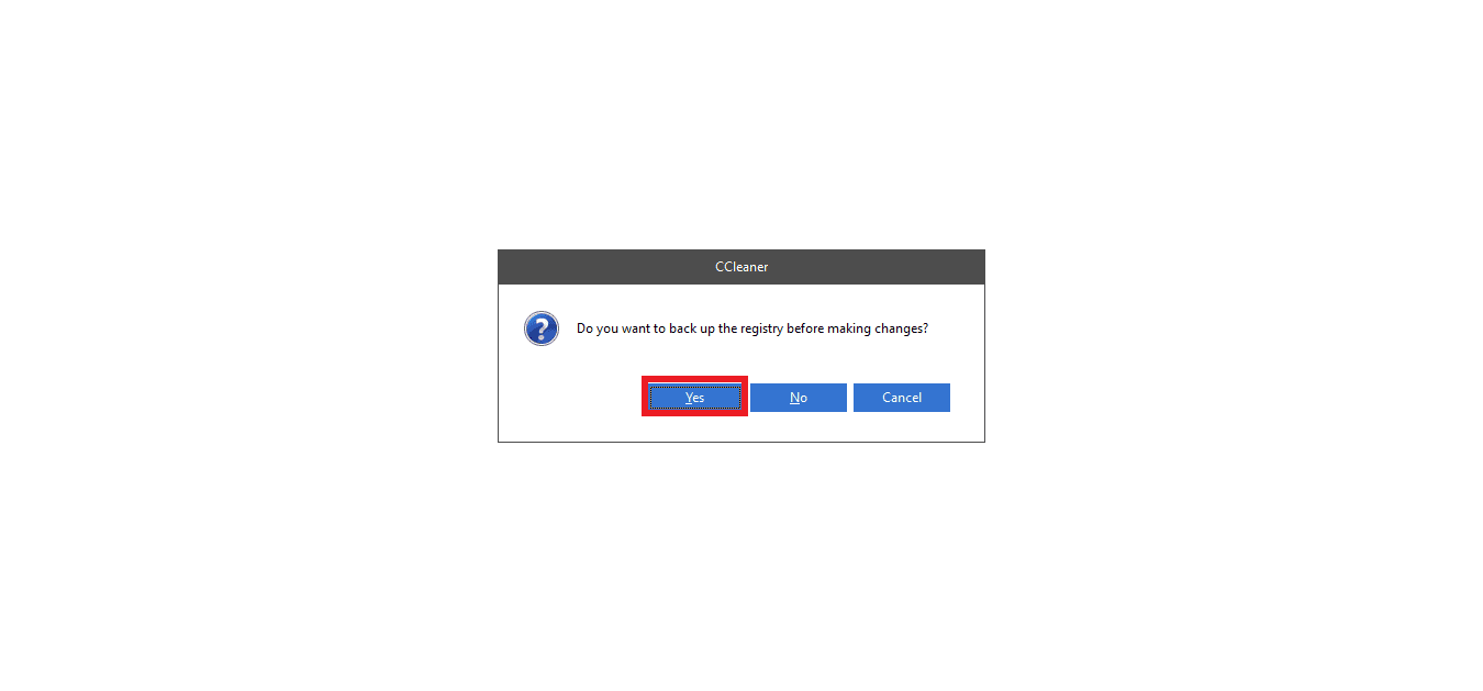 click on Yes to back up the registry. Fix C Drive Keeps Filling Up for No Reason