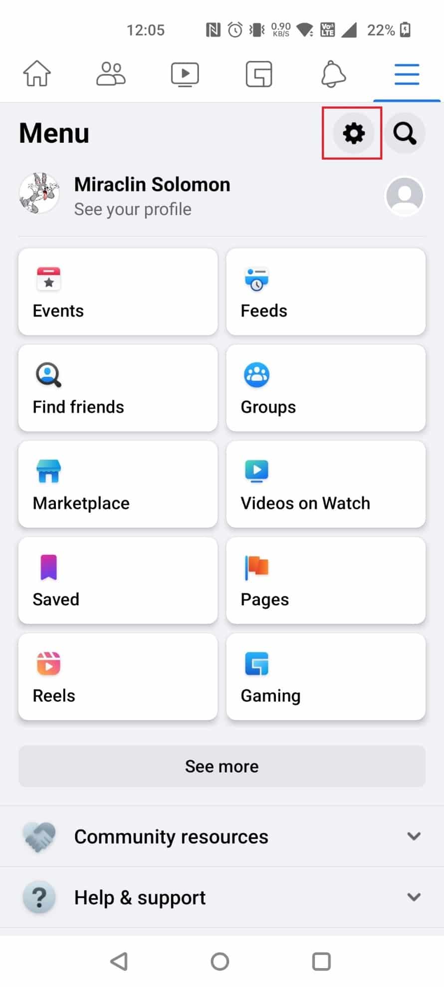 Tap on the settings icon