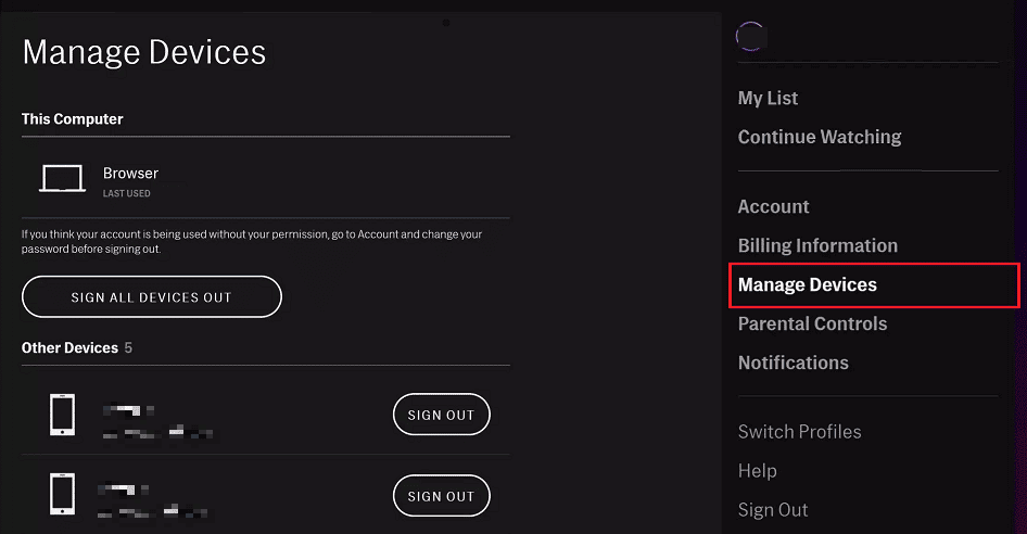 click on Manage Devices