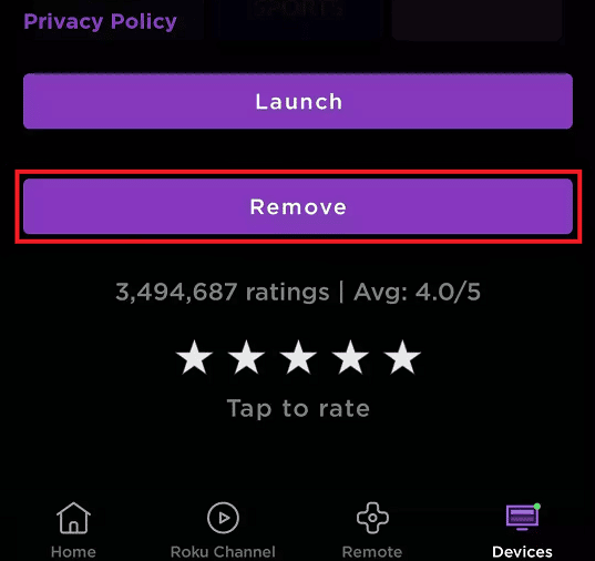 Select the app you want to remove by tapping on Remove | How to cancel hbo on roku