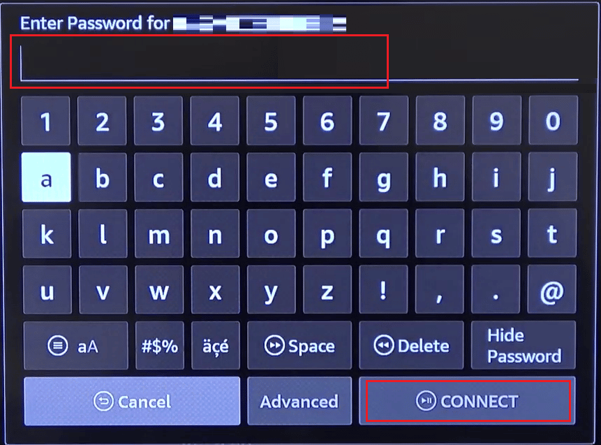 Enter the Password and choose Connect | Amazon say no internet connection