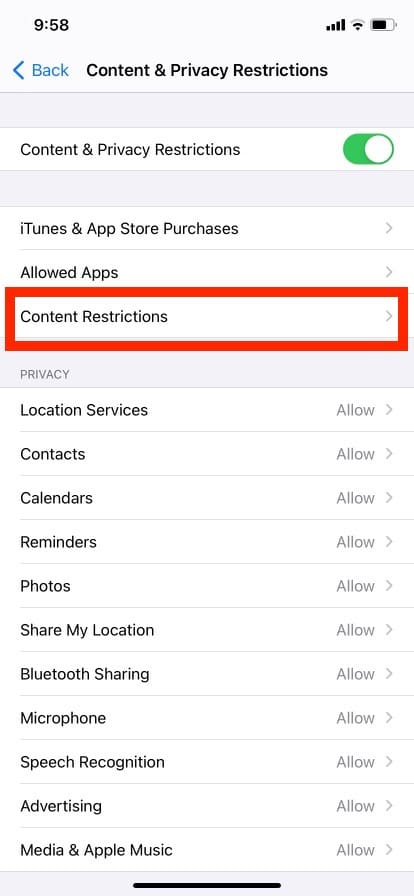 tap on content restriction. How to Turn Off Incognito Mode on iPhone