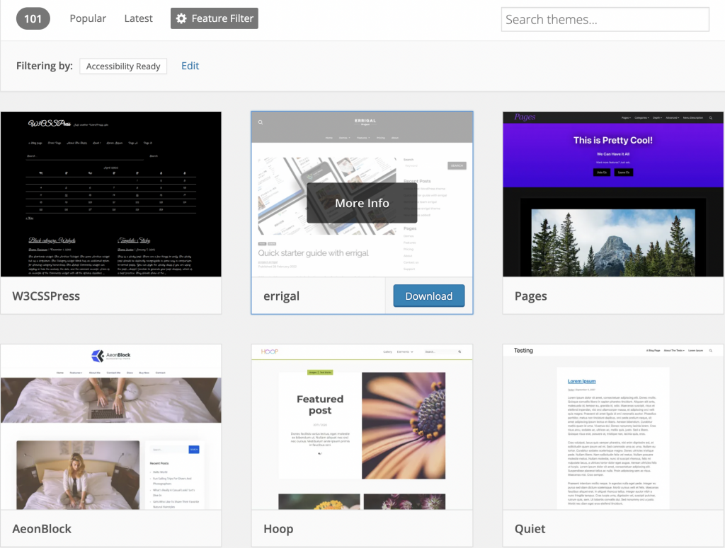 A glimpse at available WordPress themes with accessibility features present