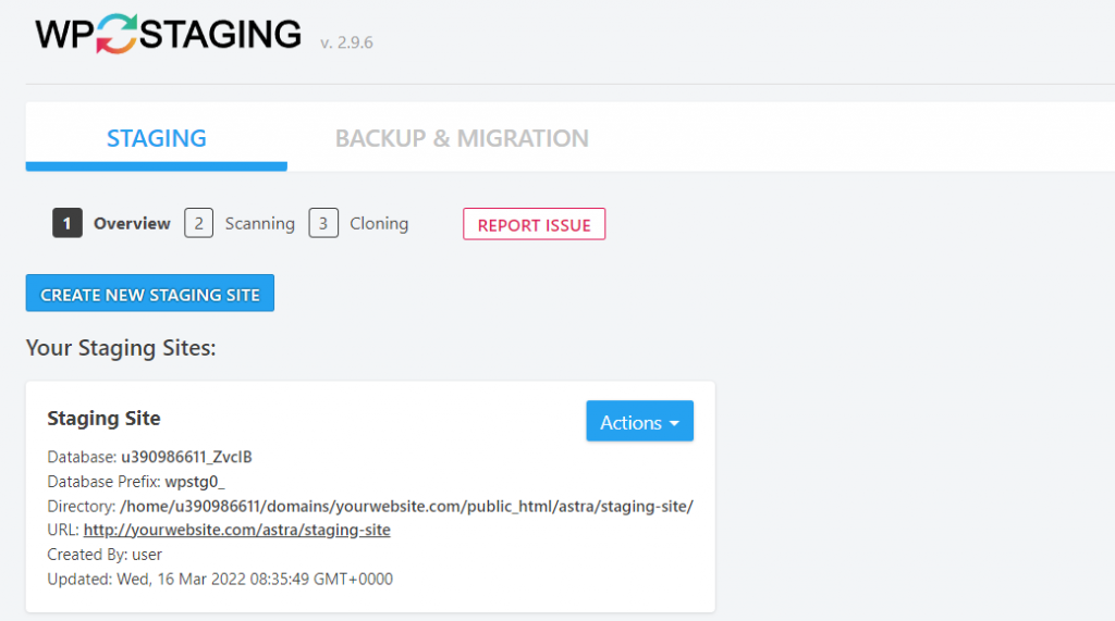 WP Staging plugin.