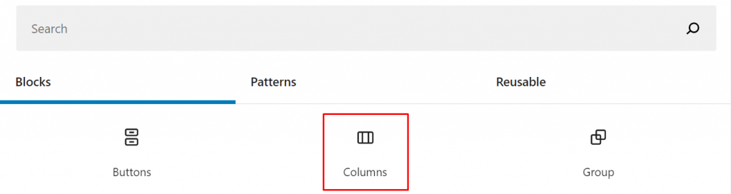 Columns block in the block editor