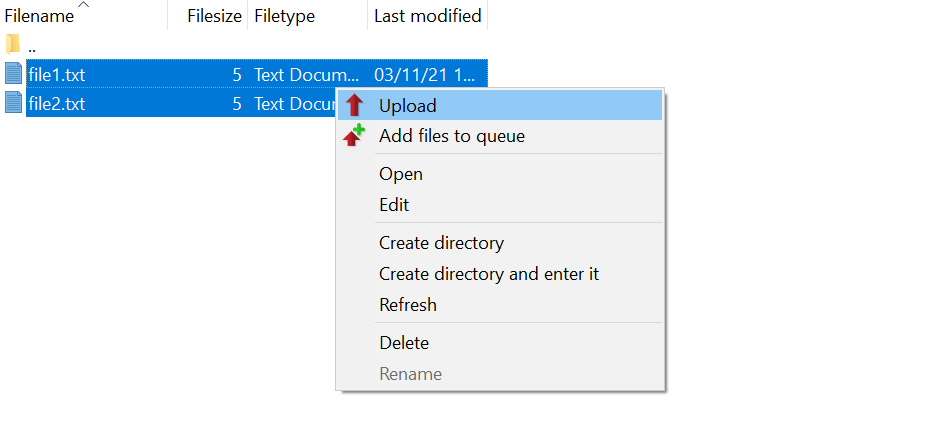 The upload button to the web server using FileZilla.
