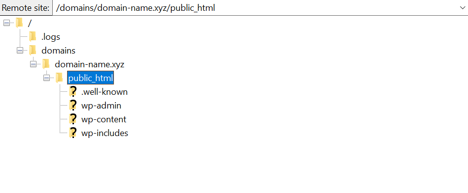 Content of the public_html folder in FTP