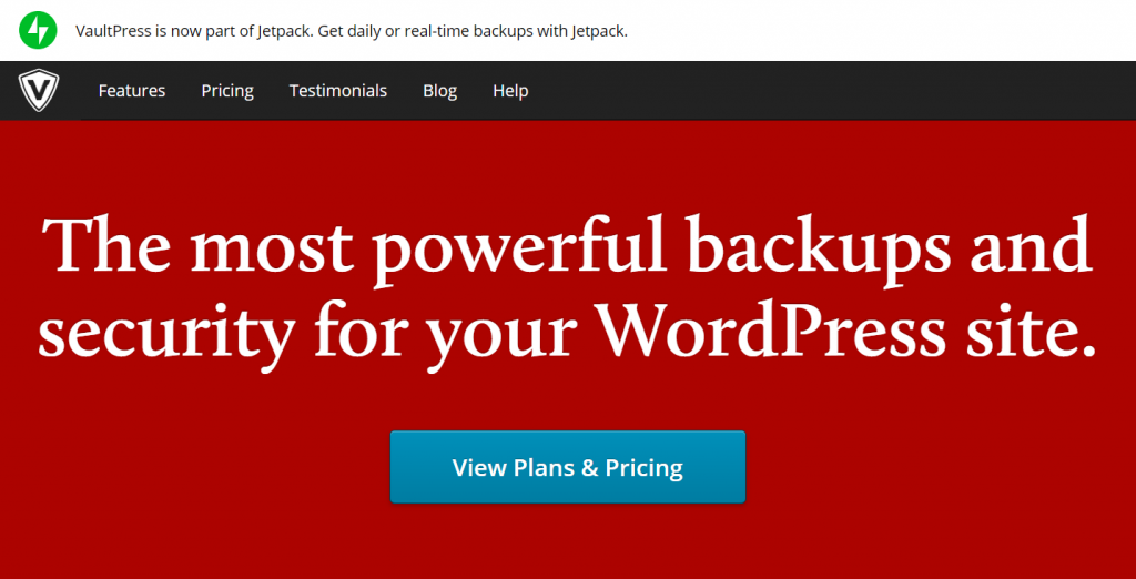 VaultPress site banner