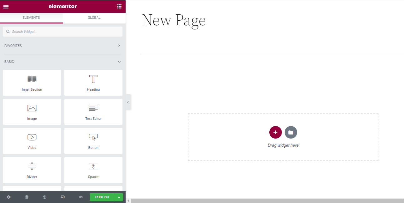Elementor editor