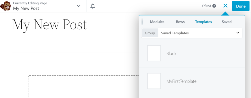 Saving your template using Beaver Builder
