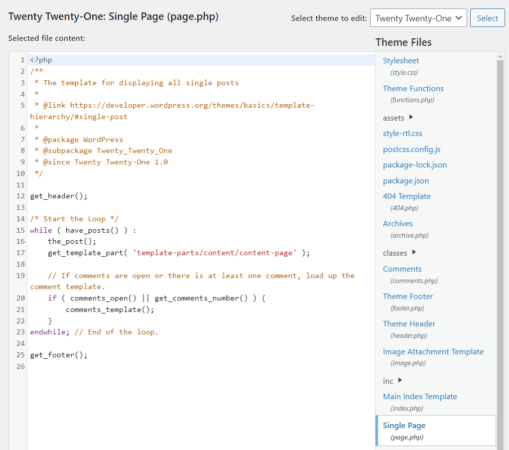 Tweaking the page.php file in WordPress