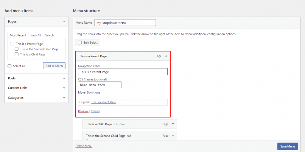 The CSS Classes box will appear once you've enabled the functionality via Screen Options
