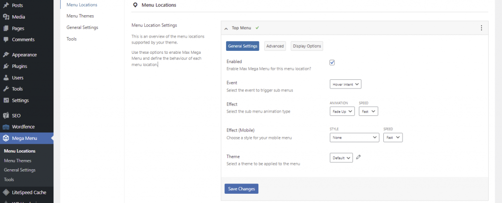The appearance of the Mega Menu section and how to set it up