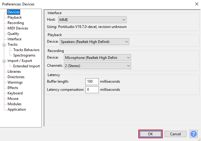 Click OK to save the changes. How to Fix Latency in Audacity in Windows 10