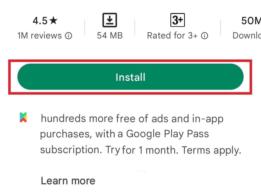 tap on install google play store