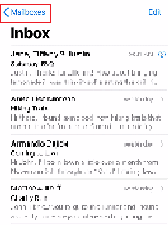 Open the Mail app and tap on Mailboxes from the top left corner