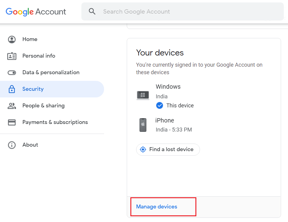 select Mange Devices