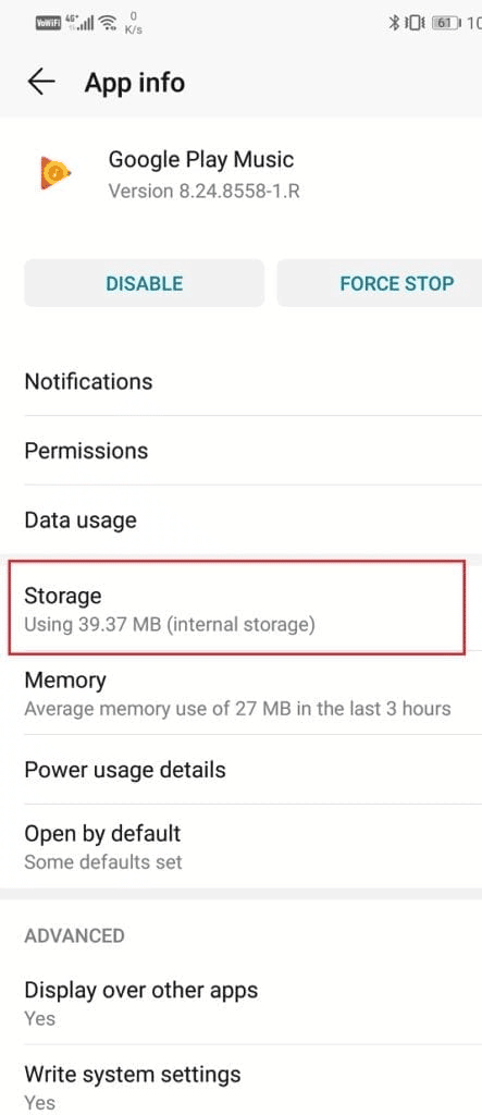 Select Storage. Fix Google Music Playback Error on Android