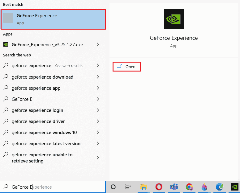 Open GeForce Experience