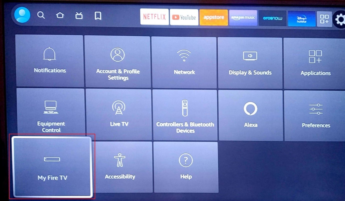 press on myfire tv