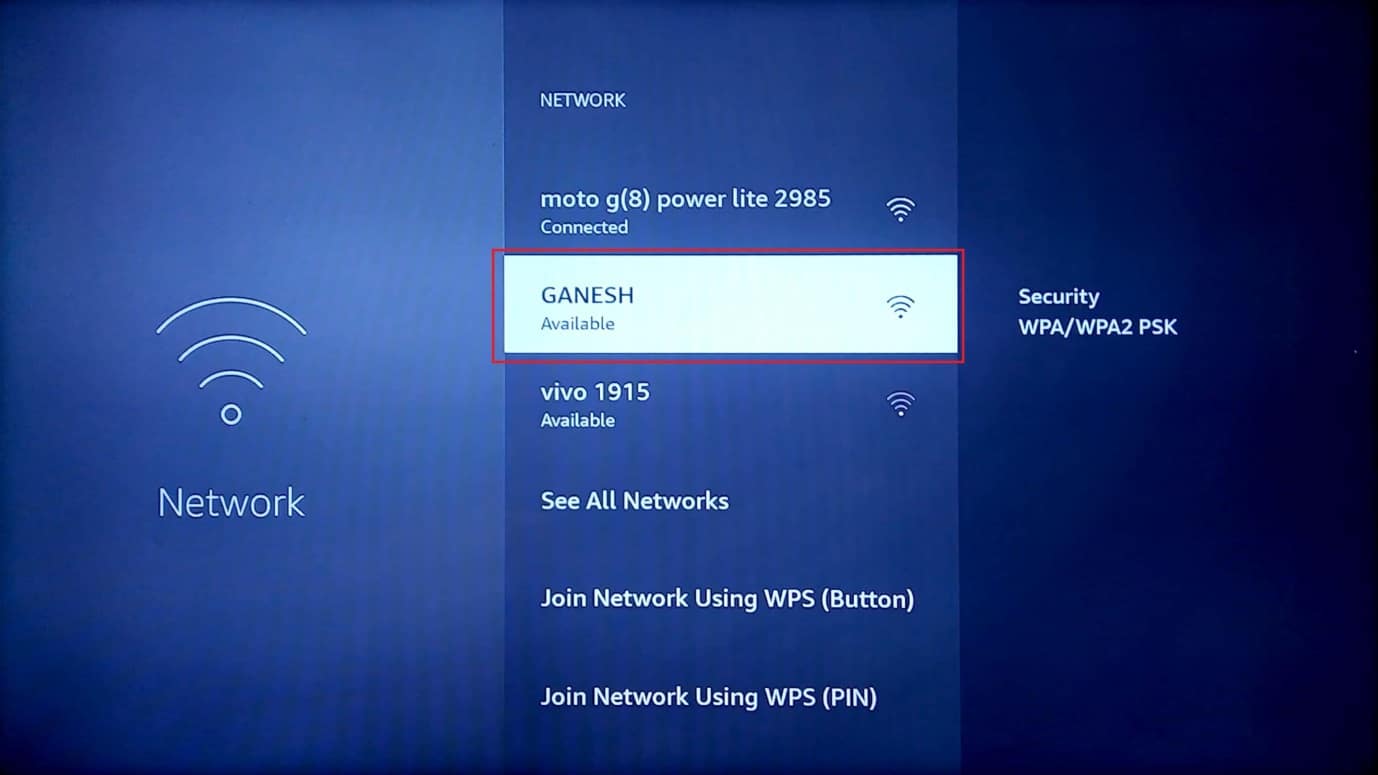 select any network in network menu. Fix Unable to Update Your Fire TV Stick 4K