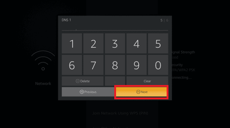 enter primary dns 1 and secondary dns 2 amazon fire tv