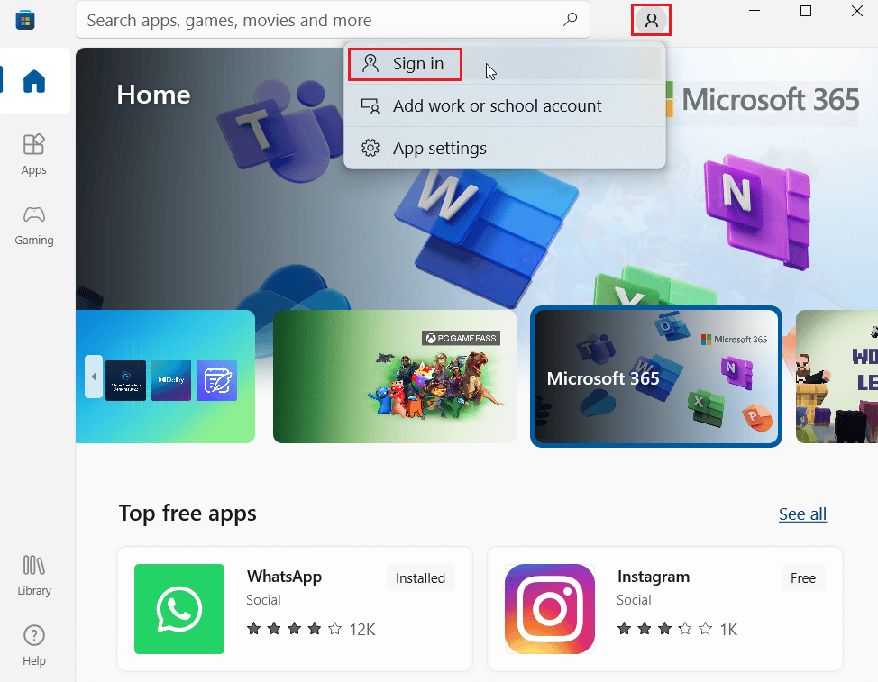 click profile picture and click sign in. Fix Windows Store Error 0x80240024