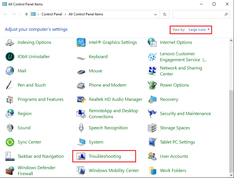 Click the Troubleshooting icon from the given list