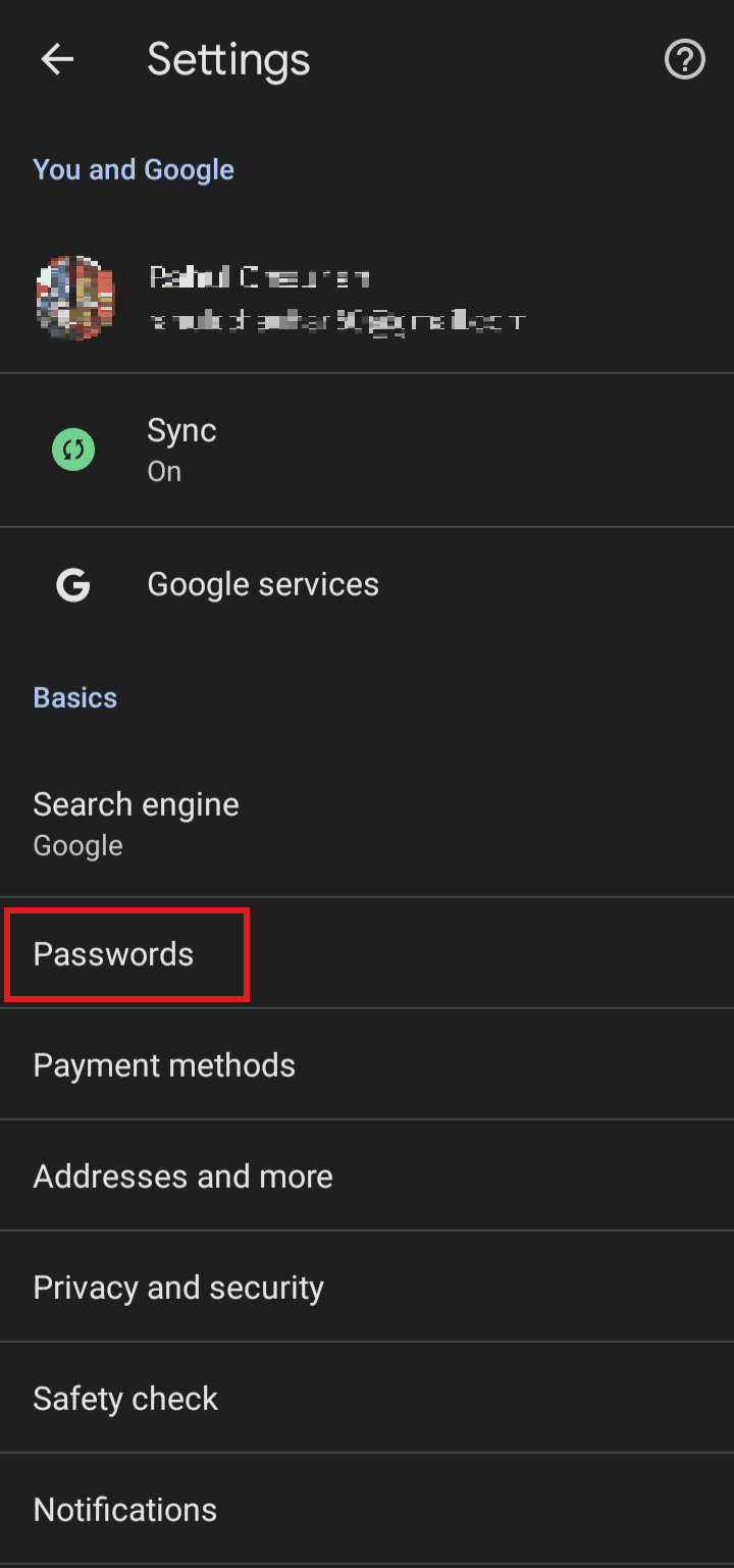 Tap on Passwords
