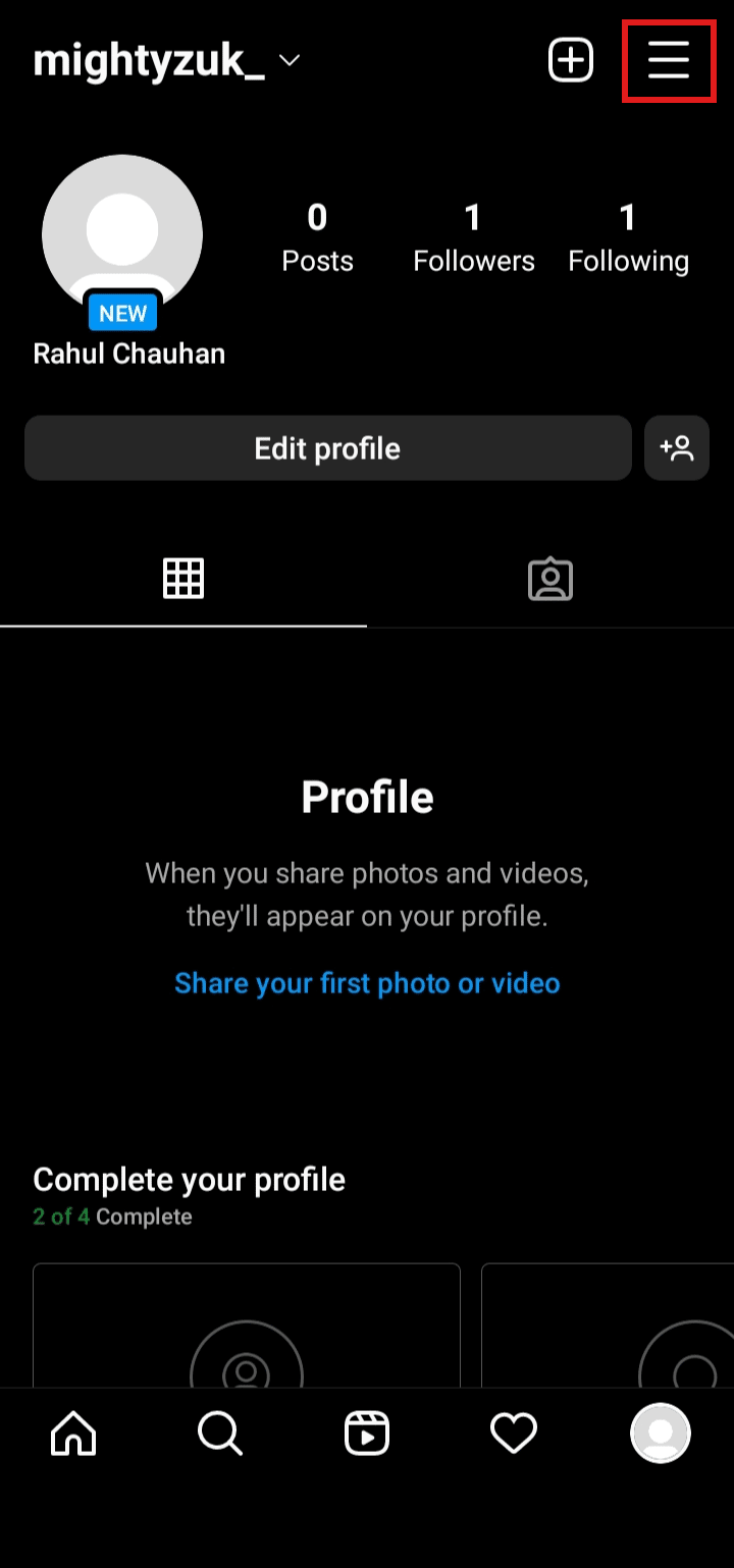 Tap on the hamburger icon on the top-right of the screen.