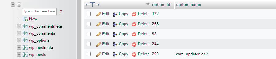 Deleting the core_updater.lock row.