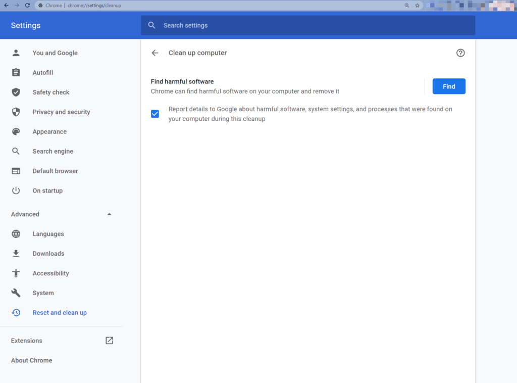 How to run the built-in Chrome Cleanup Tool.
