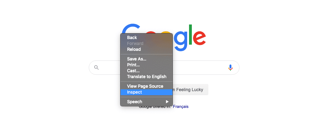 The page has been right-clicked in Chrome.
