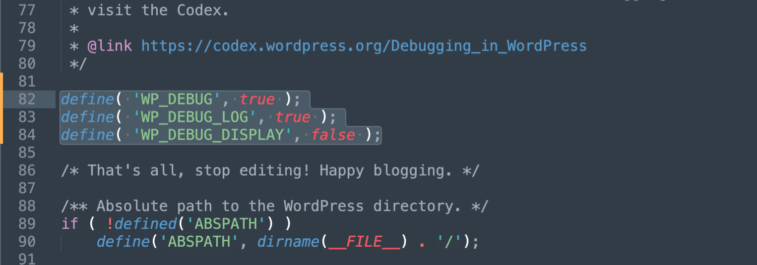 Enable debug logging in WordPress
