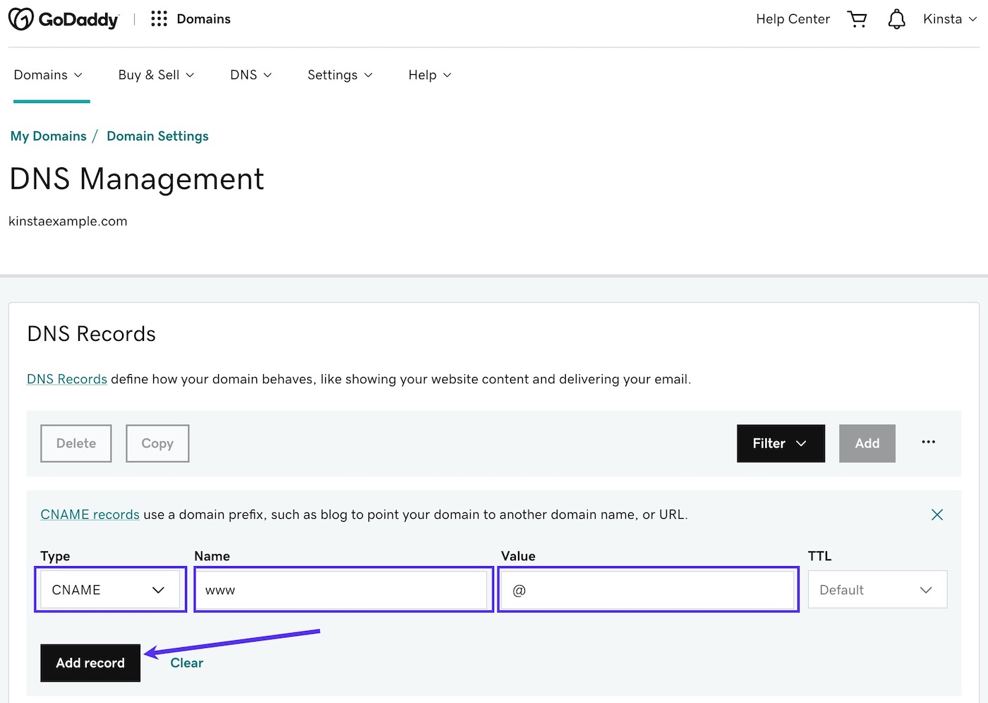 Add a www CNAME record in GoDaddy DNS Add a www CNAME record in GoDaddy DNS.