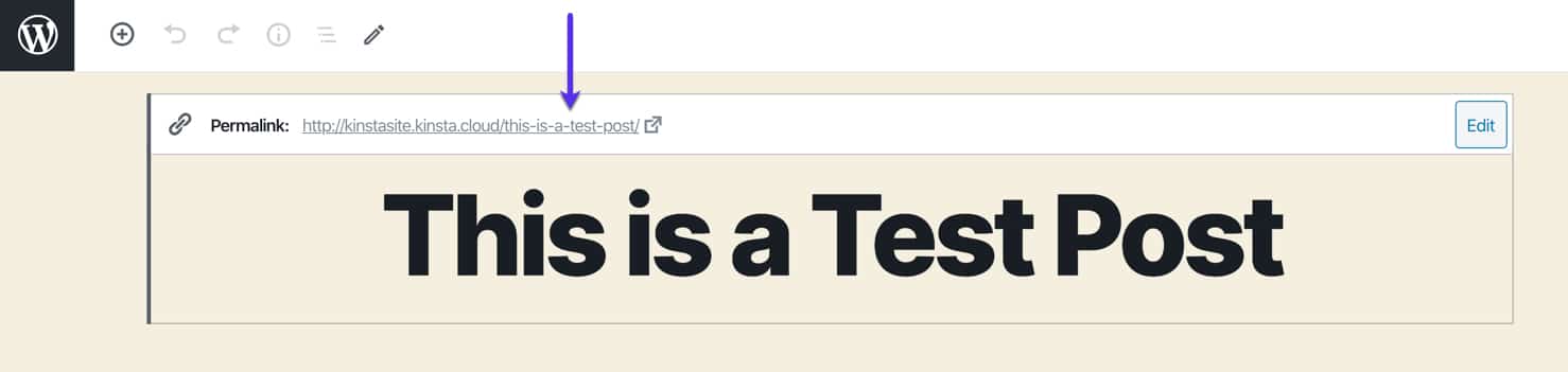 Permalink settings in the WordPress editor.