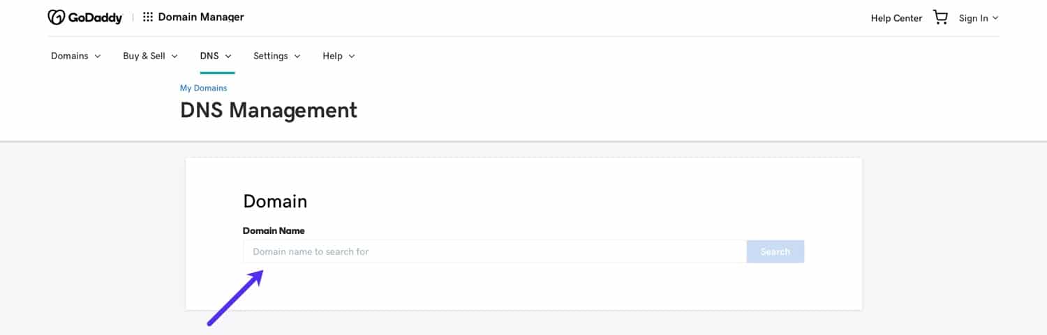 Search for your GoDaddy domain.