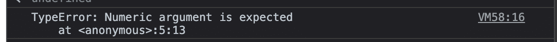 The message “TypeError: Numeric argument is expected” shown on a dark grey background.