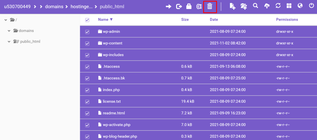 Uninstalling WordPress manually by deleting its files