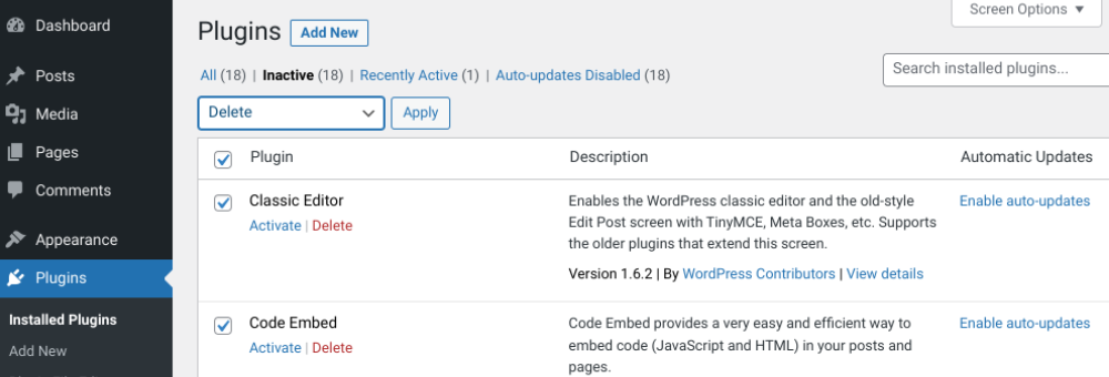 Accessing the Plugins page in the Admin Dashboard