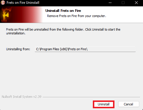 click on uninstall button