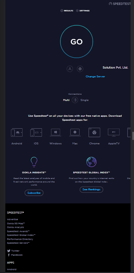 speedtest android page