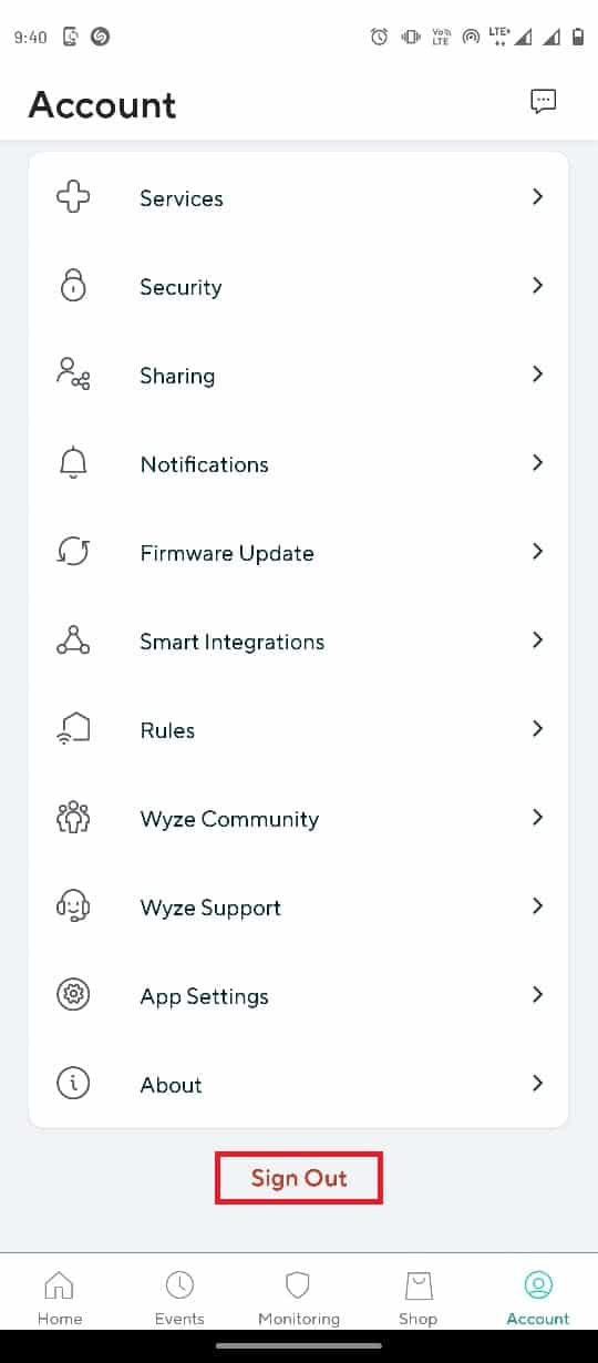 Scroll down and tap on Sign Out
