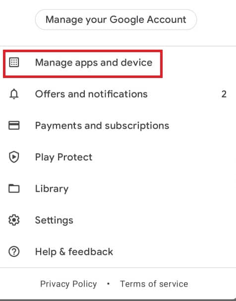 Tap on Manage apps and device. Fix Wyze Error 07 on Android