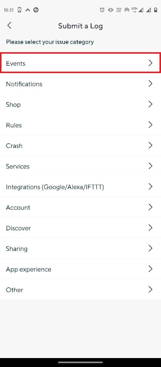 Tap on the Events tab. Fix Wyze Error 07 on Android