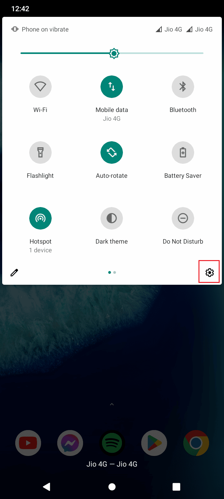 tap on cog icon