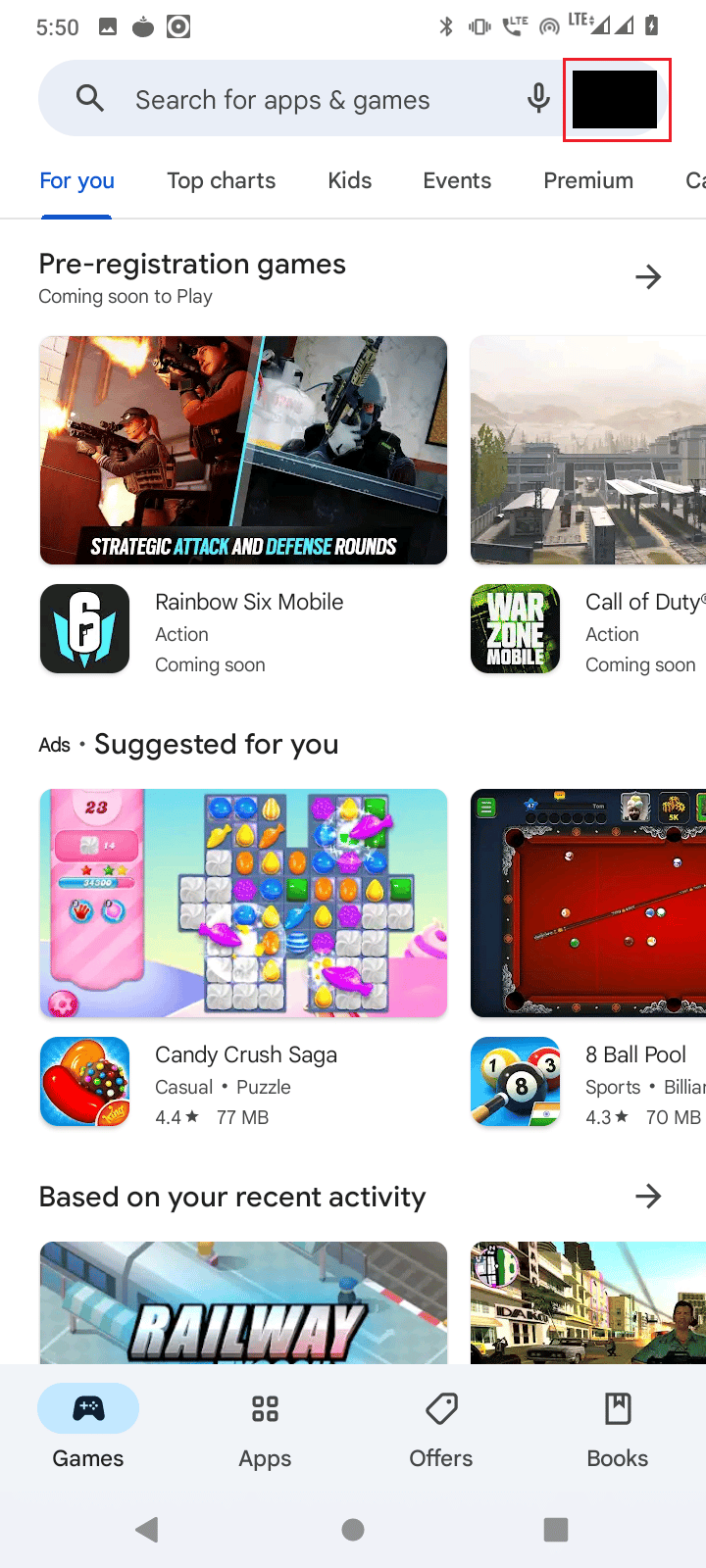 tap your profile icon on top right side